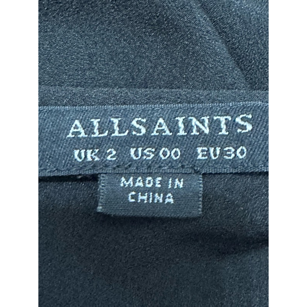 Allsaints Slip Dress Women's 00 Black Solid Knee Length V Neck Minimalist New - Picture 8 of 9